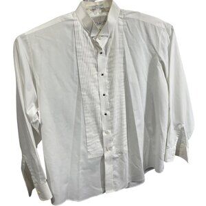 Neil Allyn Mens XL White Tuxedo Shirt 65% Polyester 35% Cotton Pleated Front